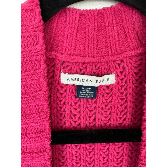 AE American Eagle Slouchy Chenille Pink Cardigan Womens Sz M - Picture 3 of 6
